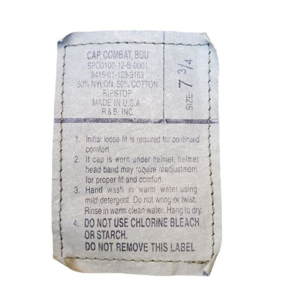 Combat Cap BDU SPO0100-12-B-001 Ripstop Army Military Issue Green Hat 7 3/4 M11 - Picture 6 of 6